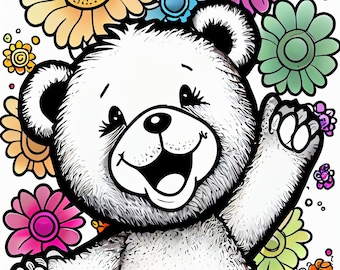 24 pages à colorier ours en peluche qui rit au format DIN A4 à imprimer et à peindre | IMPRIMER ET PEINDRE | Collecte 2023