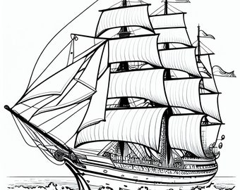 Ahoy Little Sailors! 20 Ship Coloring Pages for Kids - Discover and Color the World of Maritime Adventures - instant download PRINT & PAINT