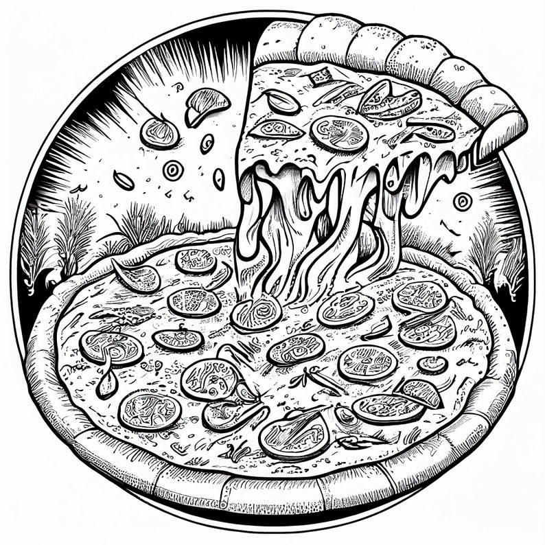 Deliciously Fun: Pizza Coloring Pages for Pizza Lovers of All Ages