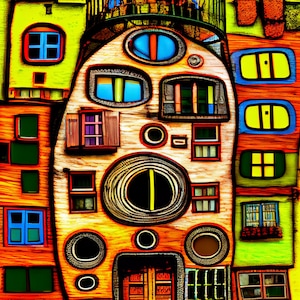 Coloriages Hundertwasser Libérez votre créativité avec 22 superbes œuvres d'art Parfait pour les enfants et les adultes Téléchargez instantanément dès maintenant image 1