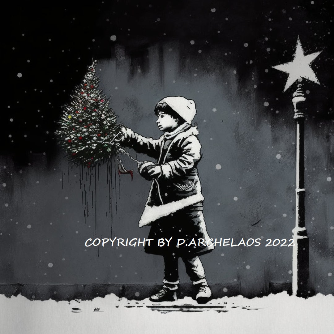 Banksy Christmas Time Digital Artwork by Archelaus 2022 Etsy