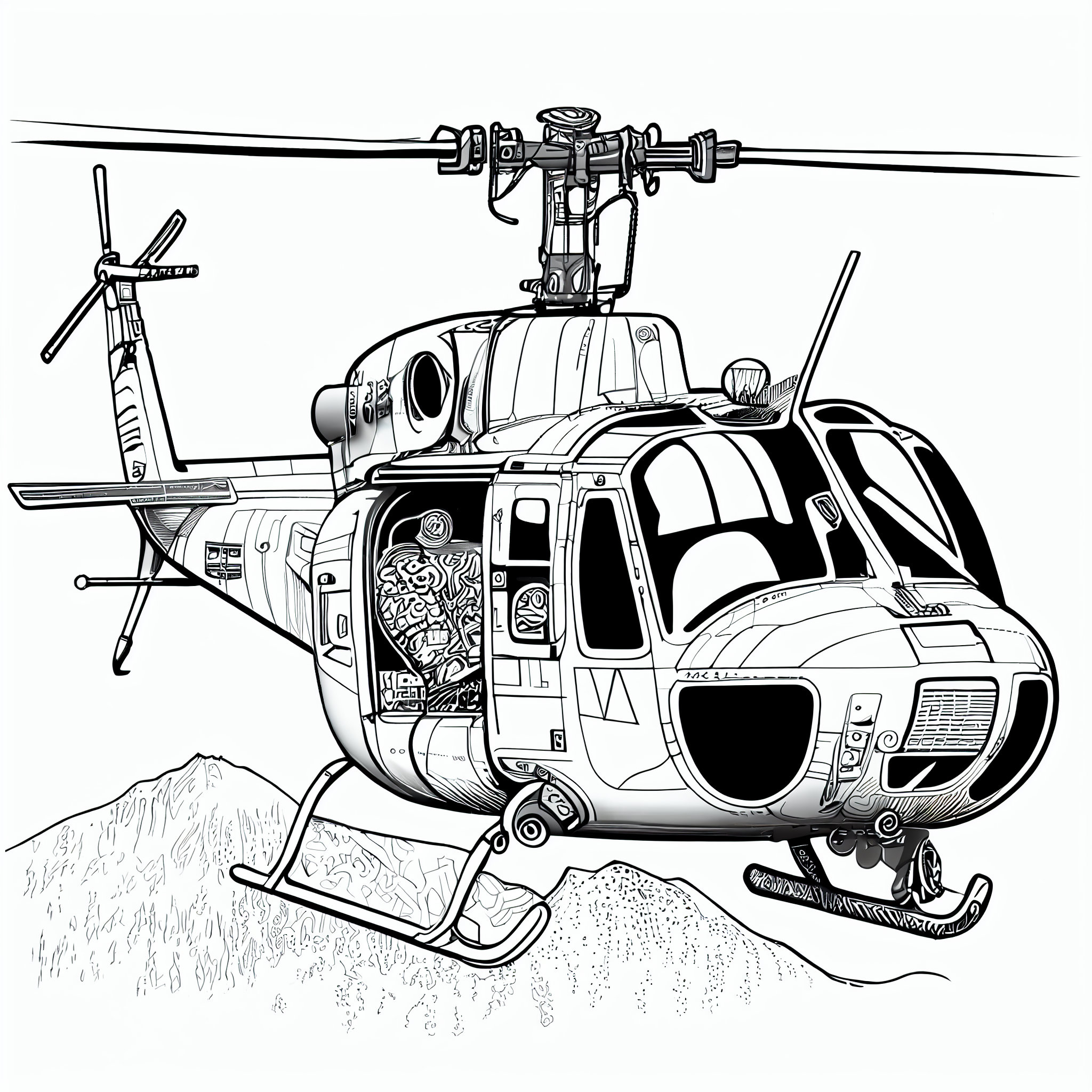 helicopter coloring page