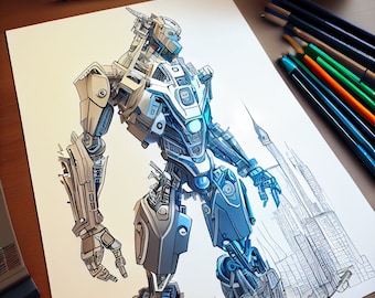Robot Coloring Pages PDF | 20 Printable Pages | Adults & Kids | Instant Download