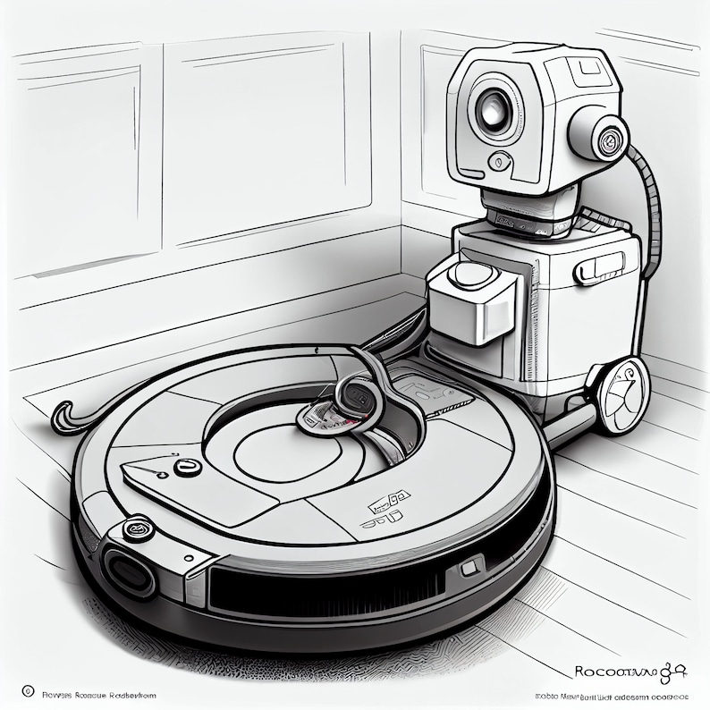 50 ROBOT VACUUM CLEANER Coloring Pages for Instant Download Exploring the Fun of Robot Vacuum ...