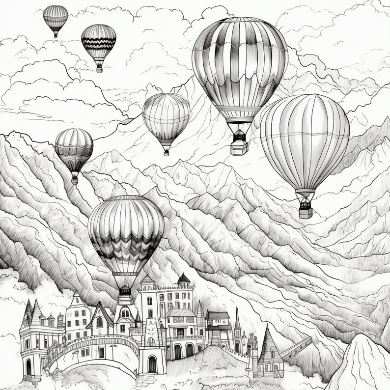 Hot Air Balloon Coloring Pages for Imaginative Fun 50 Unique - Etsy