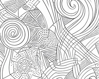 Explore Your Artistic Side with 5 Intricate Abstract Design Coloring Pages - Instant Download for Kids and Adults - Printable and Relaxing