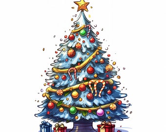 Christmas Tree Coloring Pages PDF | 24 Printable Pages | Adults & Kids | Instant Download