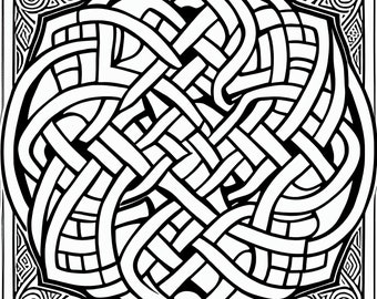 Enchanting Celtic Knot Coloring Page (18 pages) - Dessins complexes dessinés à la main pour la relaxation et la pleine conscience - PRINT & PAINT