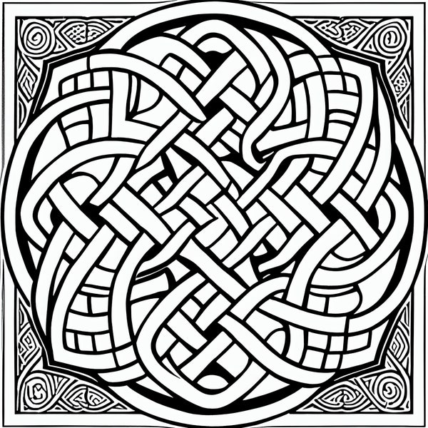 Enchanting Celtic Knot Coloring Page (18 pages) - Intricate Hand-Drawn Designs for Relaxation and Mindfulness - PRINT & PAINT