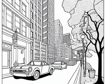 Exploring the City: Detailed Coloring Pages for All Ages" PRINT & PAINT