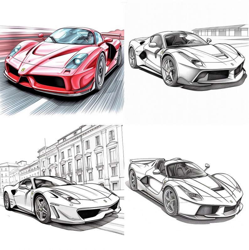 50 Ferrari Coloring Pages - Instant Download! PDF - Etsy
