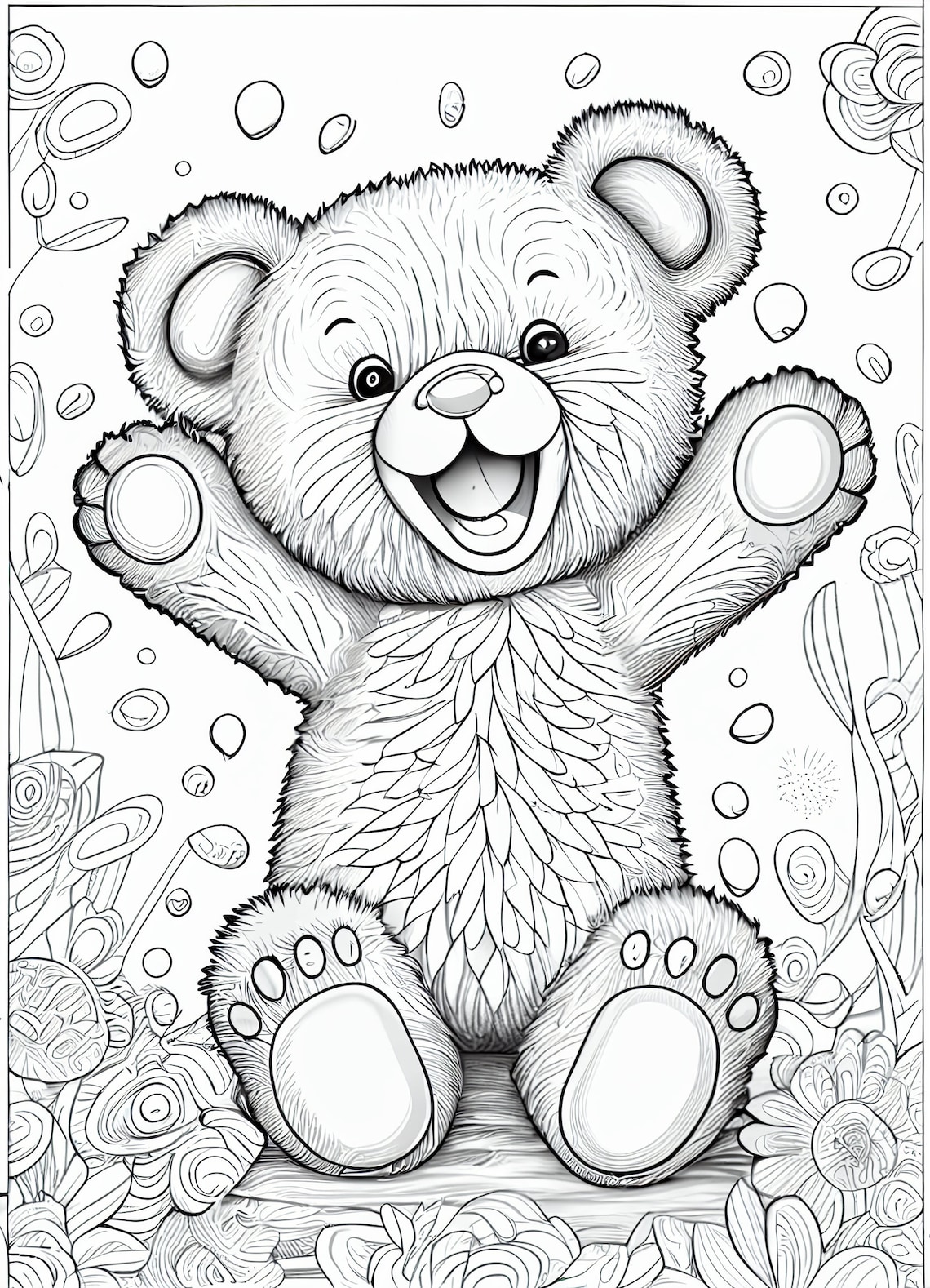 Joyful Chuckles: 7 Laughing Teddy Bear Coloring Pages in DIN A4 Size ...