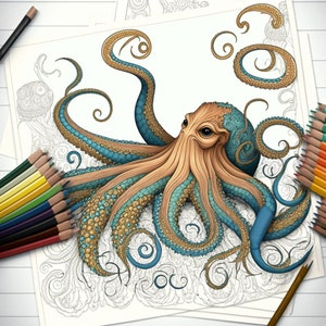 Dive into the Deep Blue with Our Octopus Coloring Pages Perfect for Mindful Art Therapy and DIY Crafts coloringpages PRINT & PAINT image 1