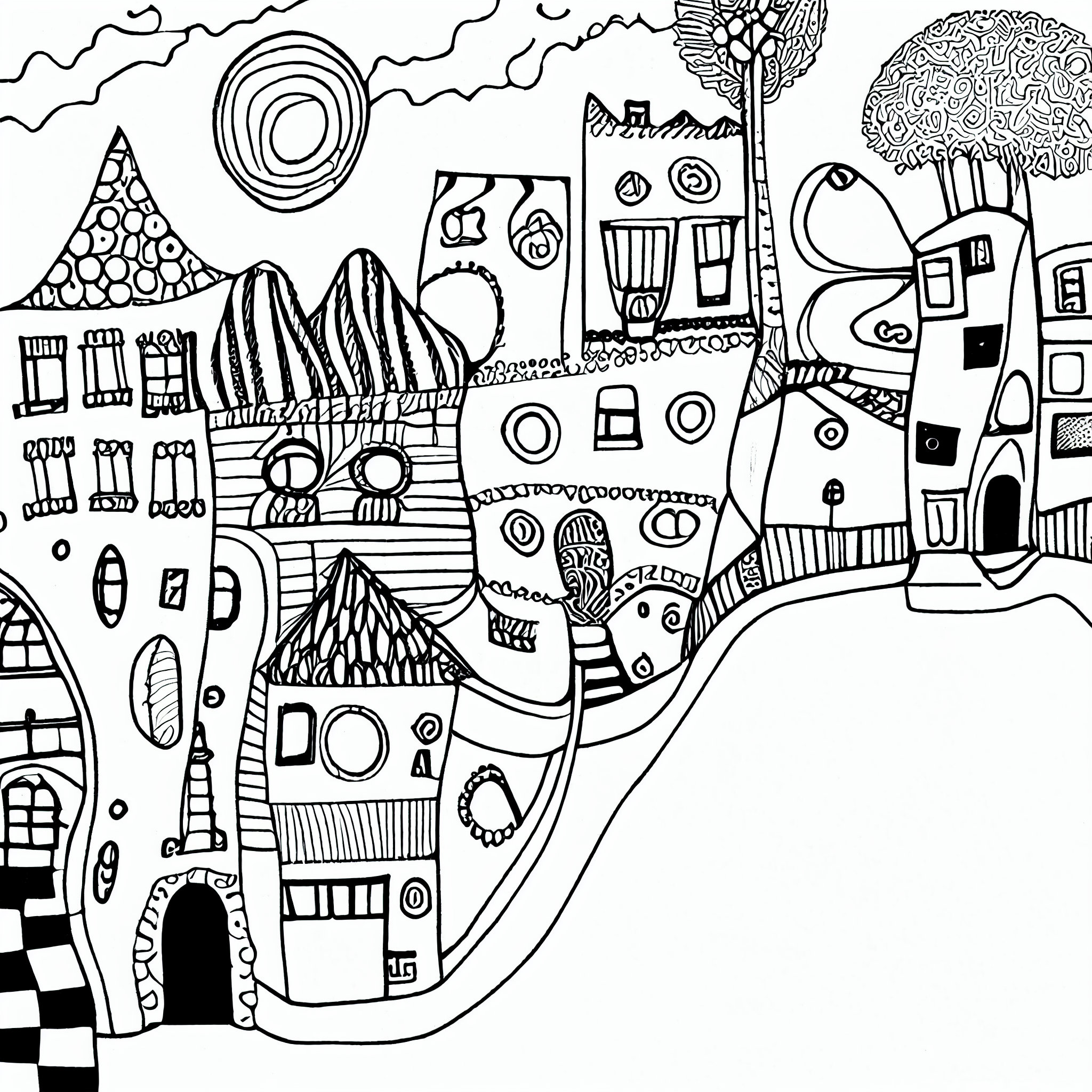 Hundertwasser Coloring Pages Unleash Your Creativity With 22 - Etsy UK