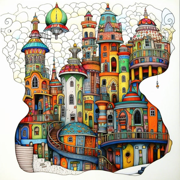 Hundertwasser Coloring Pages || The Ultimate XXL Collection || 40 Stunning Artworks for Instant Download || 2023 collection