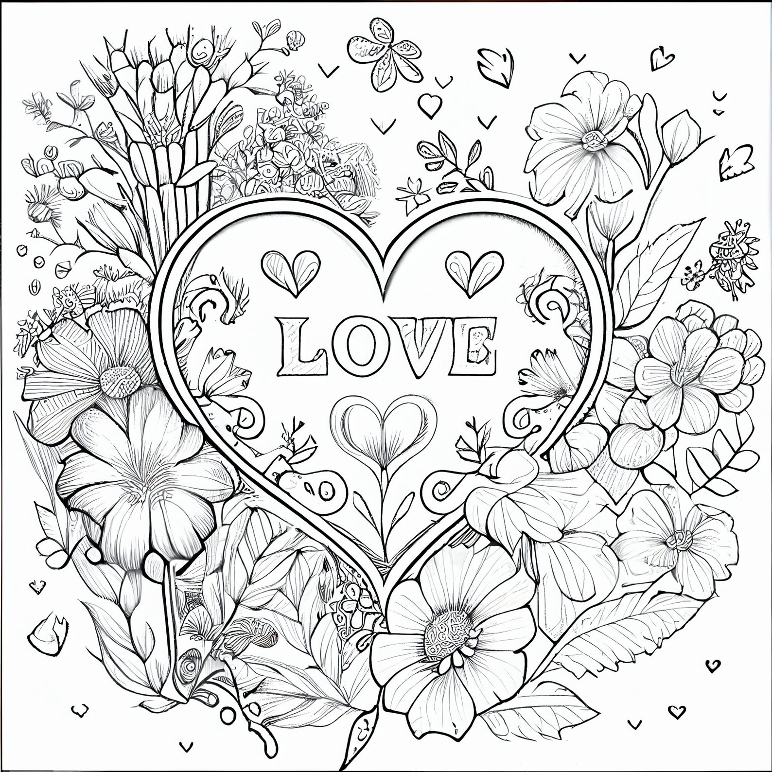 12 Love-themed Coloring Pages for Kids and Adults - Instant Download ...