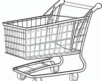 40 COLORING PAGES || Shopping Carts || Instant DIGITAL Download || Shop Your Way to Creativity!