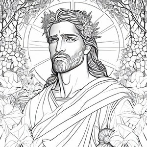 JESUS CHRIST Coloring pages for adults bible artwork for instant download and print 4MP 2048 x 2048 px resolution relax and paint image 3