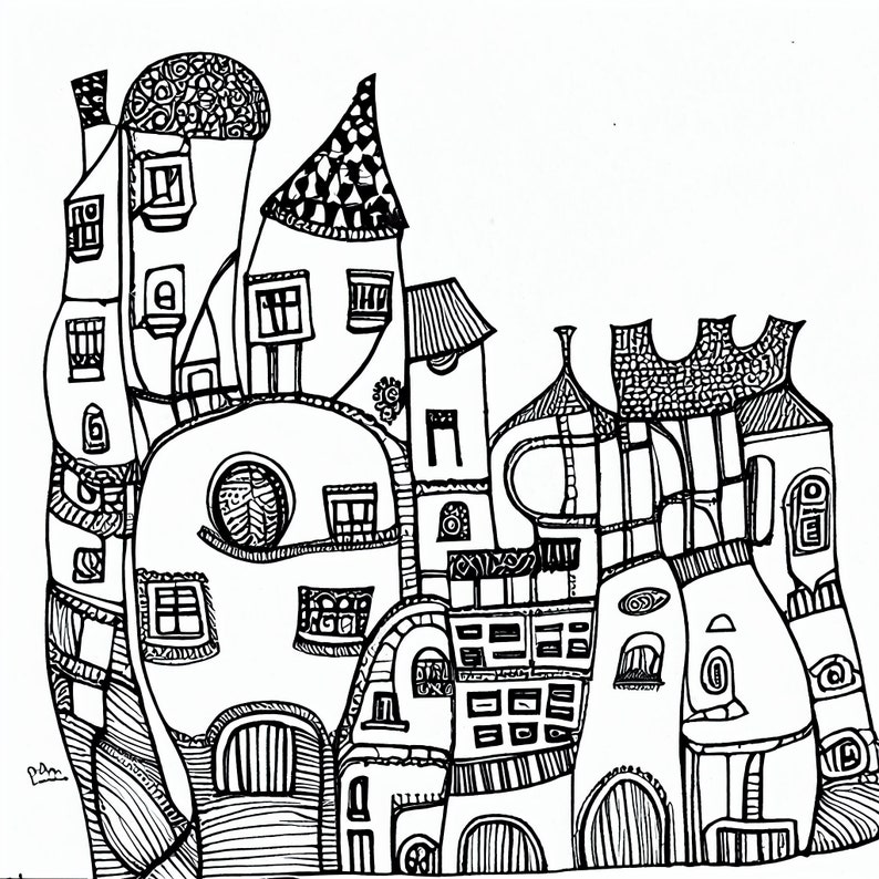 Hundertwasser Coloring Pages Unleash Your Creativity With 22 - Etsy UK