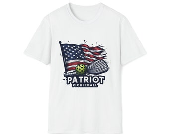 Patriot Pickleball T-Shirt: American Flag Design, Pickleball Gift