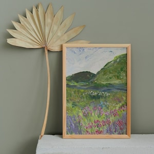 MEADOW LANDSCAPE Giclée Art Print - Unframed Acrylic Painting Print - Original Print - Colorful Landscape Art - Floral Meadow