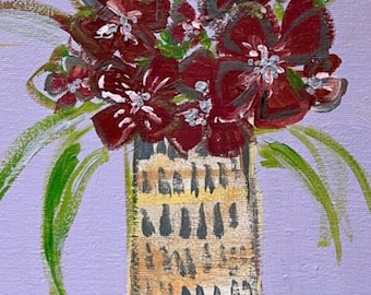 RED BOUQUET Giclée Art Print - Art Print - Fine Art Print - Floral Art - Flowers in Vase- Still Life - Wall Decor