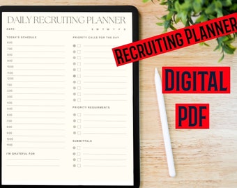 Digital Planner | Digital Daily & Monthly Recruiter Planner | Candidate Screen | Interview Debrief | Recruiting |
