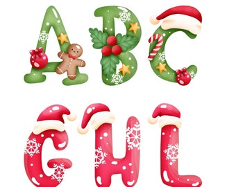 Christmas Font Digital Download PNG | Christmas Letters | Digital Download | Monogram | Mixture of Letters | ***read description***