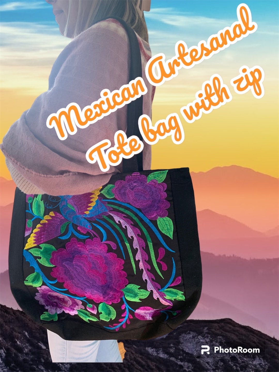 Mexican Artesanal Tote Bag With Zipper - Etsy