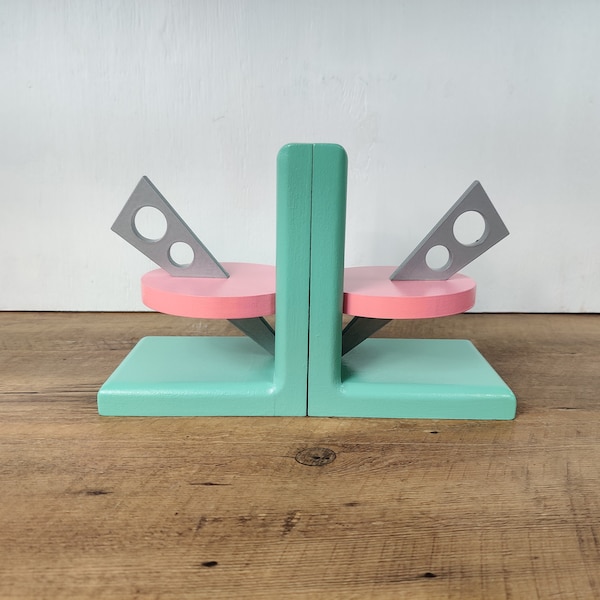 1950s Retro Style Bookends  | Retro Futurism Shelf Decor | Space Age Design Elements | Googie | Atomic | Book Decor | Mid Centruy Bookends