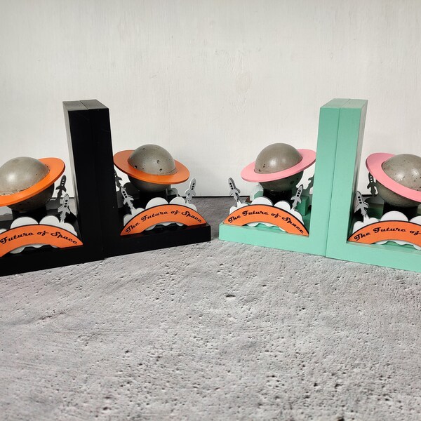 Rocket Bookends Mid Century Bookends - Etsy