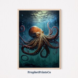 Octopus Painting Poster Print | Sea Life Wall Art | Octopus Art Gift | Original Nautical Home Décor | Printable Wall Art | DIGITIAL DOWNLOAD