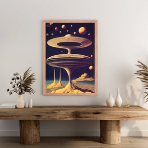 DIGITIAL DOWNLOAD Surreal UFOs Poster Print Flying Saucer Wall Art UFO Lover Gift Space & Alien Home Décor Printable Wall Art image 4