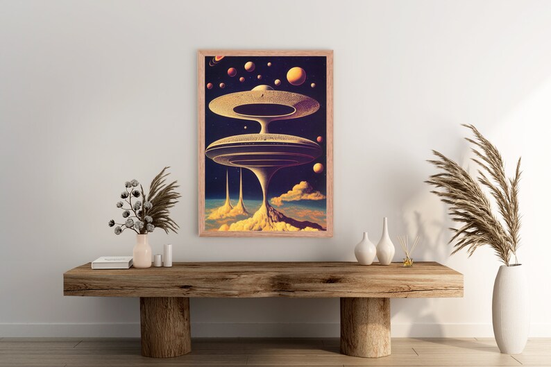 DIGITIAL DOWNLOAD Surreal UFOs Poster Print Flying Saucer Wall Art UFO Lover Gift Space & Alien Home Décor Printable Wall Art image 4