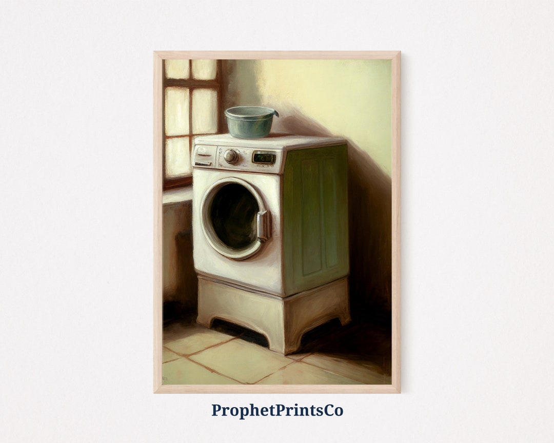 Washing Machine Oil Painting Print Laundry Room Wall Art Laundry Room