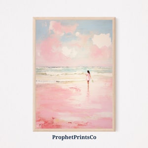 Pink Beach Print | Pink Wall Art | Girly Wall Art | Girly Beach Print | Preppy Aesthetic Room Decor | Printable Wall Art | Digital Download