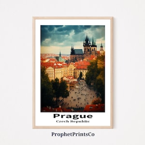 Impresión del póster del horizonte de Praga / Arte mural de Praga / Regalo para amantes de los viajes / Decoración del hogar de la ciudad de la República Checa / Arte mural imprimible / DESCARGA DIGITAL