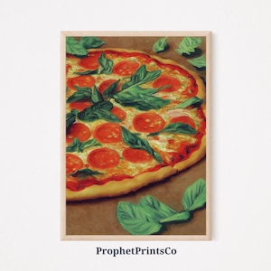 DIGITIAL DOWNLOAD Pizza Oil Painting Poster Print | Kitchen Wall Art | Pizza Lover Gift | Pizzeria Home Décor | Printable Wall Art