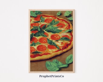 DIGITIAL DOWNLOAD Pizza Oil Painting Poster Print | Kitchen Wall Art | Pizza Lover Gift | Pizzeria Home Décor | Printable Wall Art