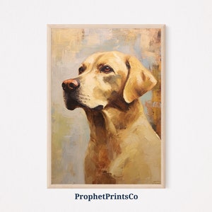 Vintage Yellow Lab Oil Painting Print | Dog Art | Gift For Dog Lover | Labrador Retriever Home Décor | Printable Wall Art | Digital Download
