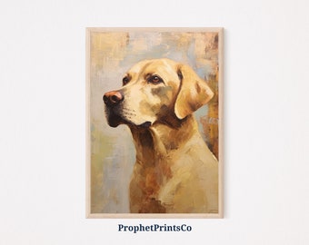 Vintage Yellow Lab Oil Painting Print / Dog Art / Gift For Dog Lover / Labrador Retriever Home Décor / Imprimible Wall Art / Descarga digital