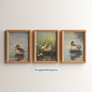 Set von 3 Vintage Enten Gemälde Drucke | Niedliche Kunst | Antike Enten Kunstdruck | Vintage Kinderzimmer Dekor | Digitaler Download | Druckbare Wandkunst