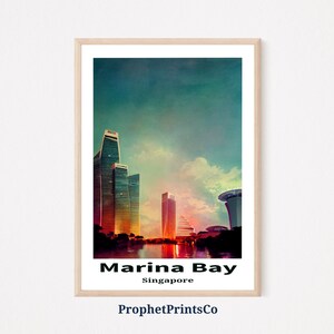 Singapore Skyline Poster Print | Marina Bay Wall Art | Travel Lover Gift | Singapore Art Home Décor | Printable Wall Art | DIGITIAL DOWNLOAD
