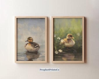 Set Of 2 Vintage Duck Painting Prints | Cute Art | Antique Ducks Art Print | Vintage Nursery Decor | Digital Download | Printable Wall Art