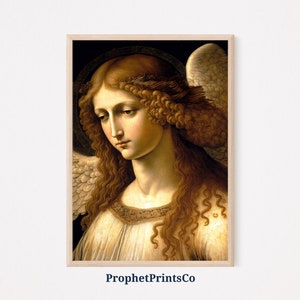 Vintage Angel Painting Poster Print | Catholic Religious Wall Art | Inspired By Da Vinci | Angels | Printable Wall Art | DIGITIAL DOWNLOAD