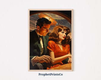 Vintage Horror Art Print | Pulp Art Painting Wall Art | Retro Horror Illustration | Cool Home Décor | Printable Wall Art | Digital Download