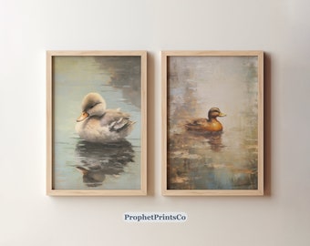 Set Of 2 Vintage Duck Painting Prints | Cute Art | Antique Ducks Art Print | Vintage Nursery Decor | Digital Download | Printable Wall Art