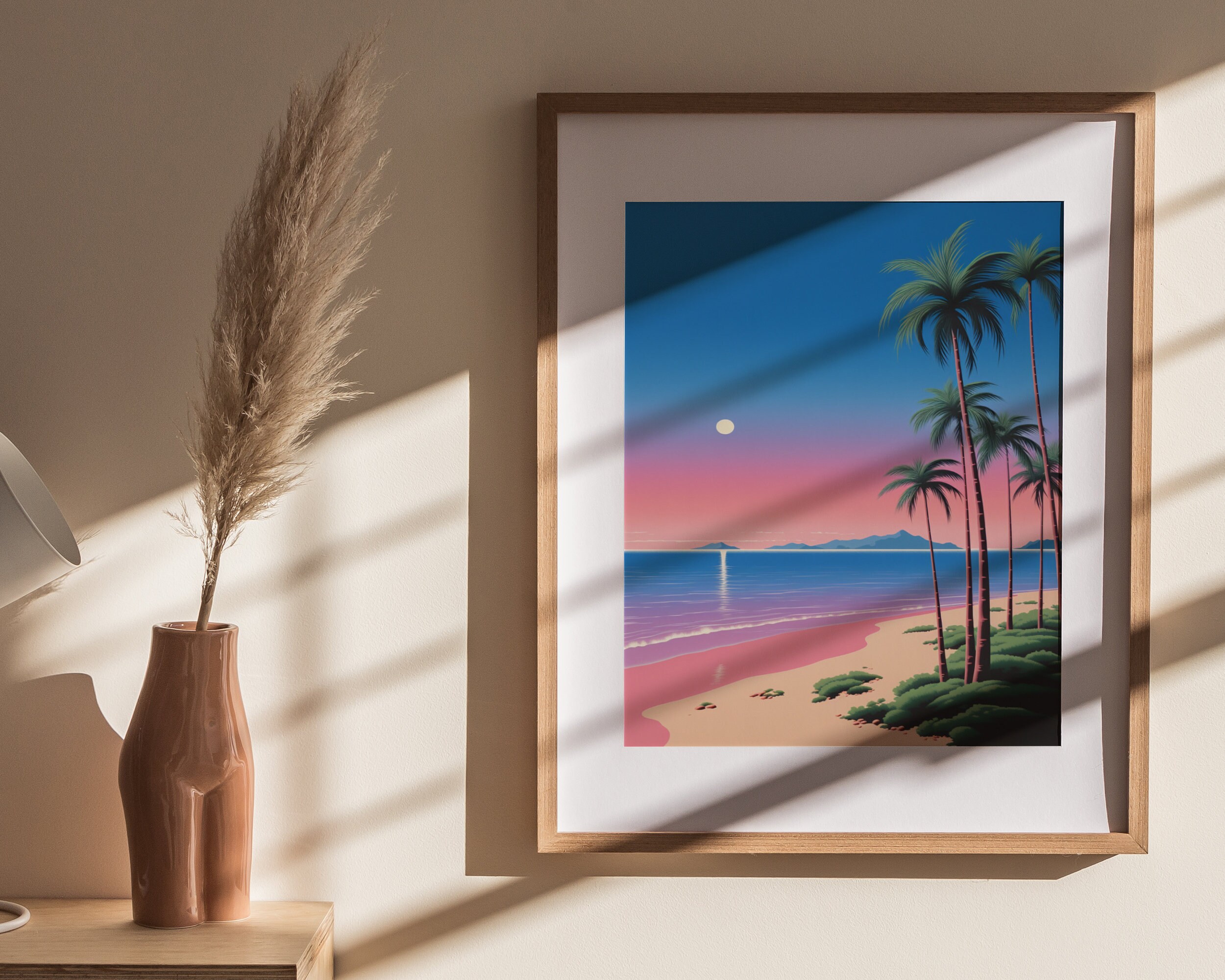Japanese Beach Print | 90S 80S Vintage Wall Art | Vaporwave Poster