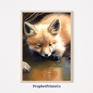 Baby Fox Poster Print | Fox Nursery Wall Art | Fox Lover Gift | Cute Woodland Animal Home Décor | Printable Wall Art | Digital Download