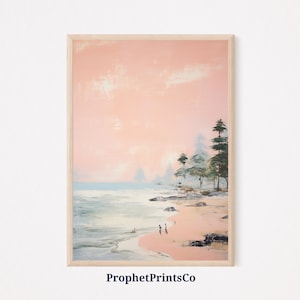 Pink Beach Print | Pink Wall Art | Girly Wall Art | Girly Beach Print | Preppy Aesthetic Room Decor | Printable Wall Art | Digital Download